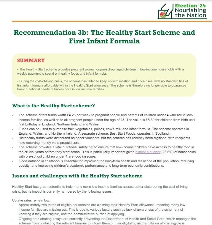 Healthy Start & Formula briefing