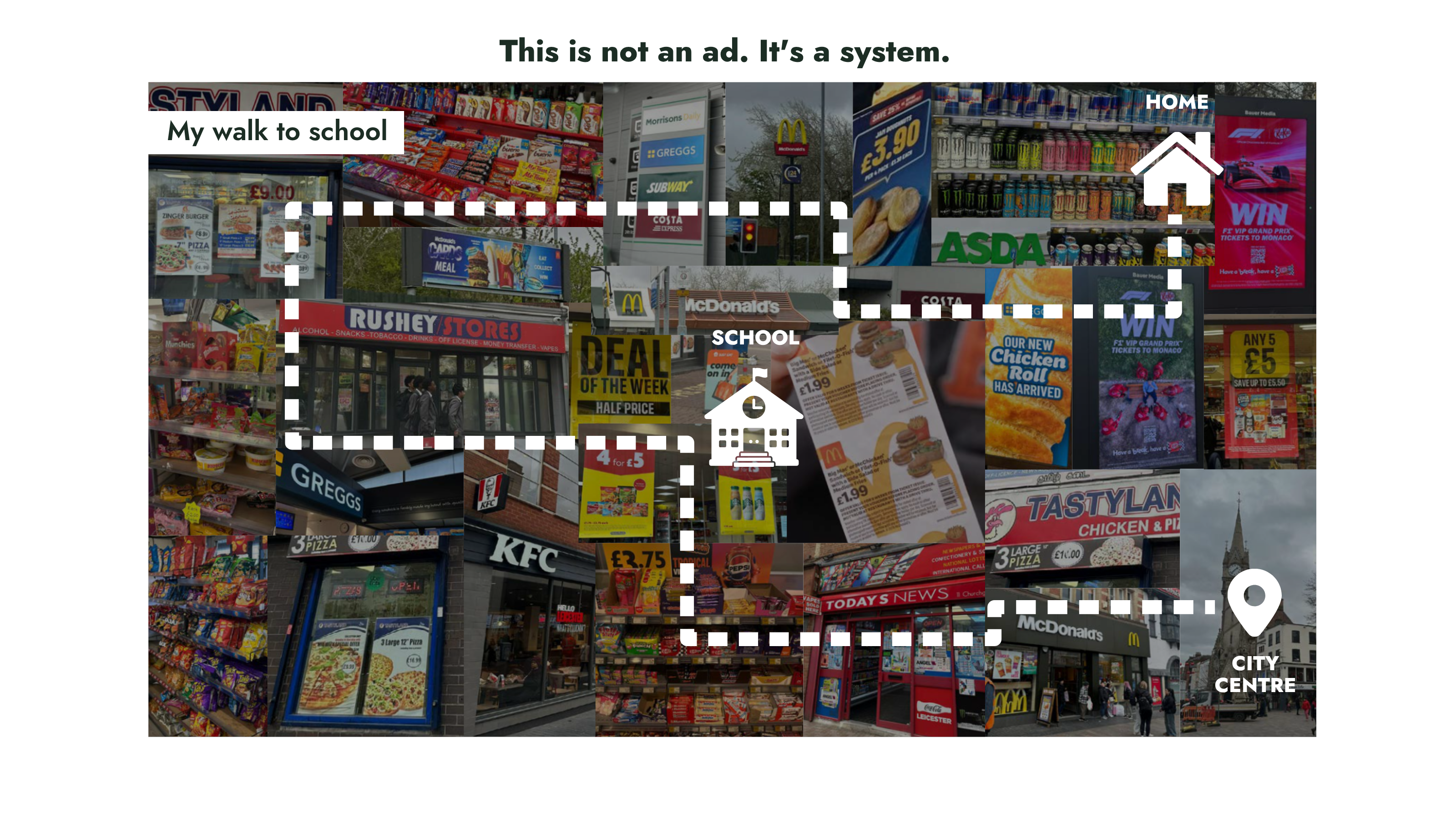 This is not an ad. It's a system. My walk to school.