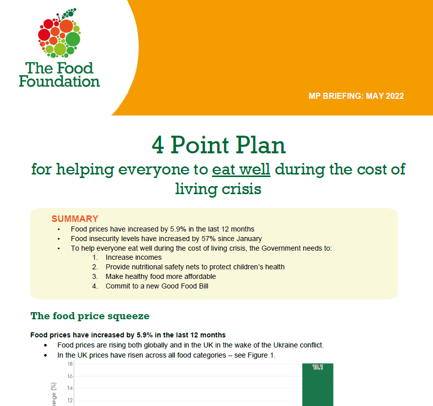 The Food Foundation's affordable eating plan