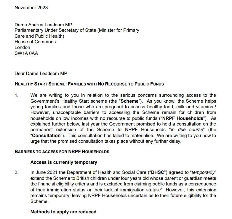 NRPF letter