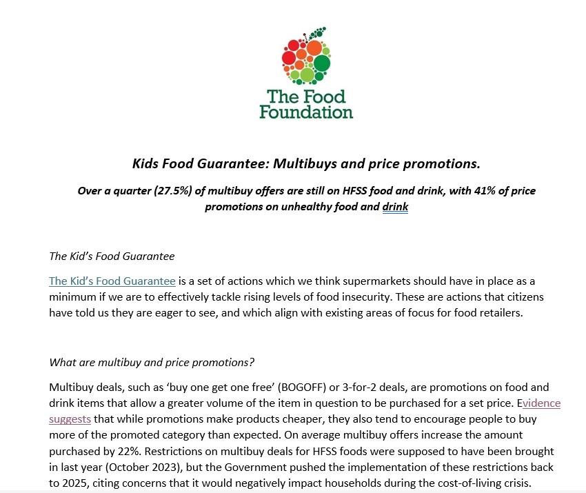 Kids Food Guarantee report