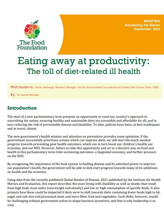 Eating away at productivity report