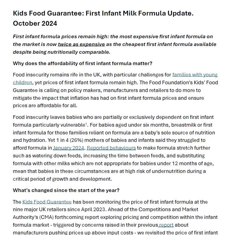 Baby formula October 2024