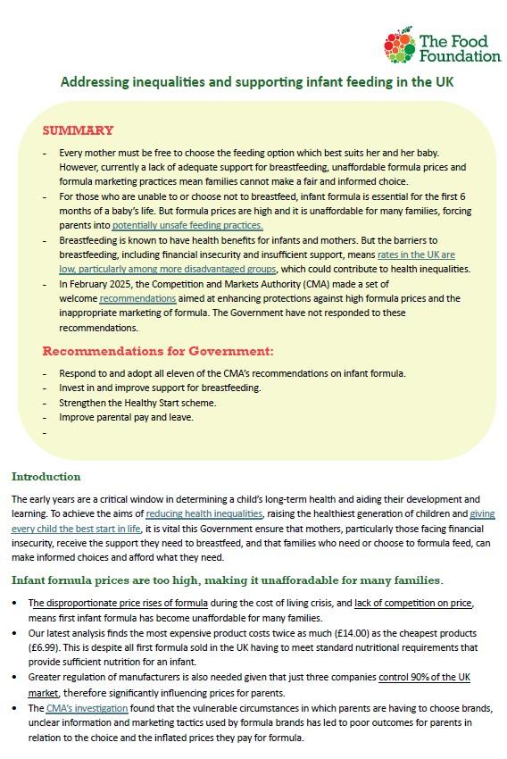 Food Foundation infant feeding report