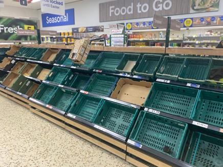 Empty supermarket shelves